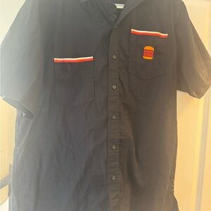 Burger King Black Casual Button Down Shirt